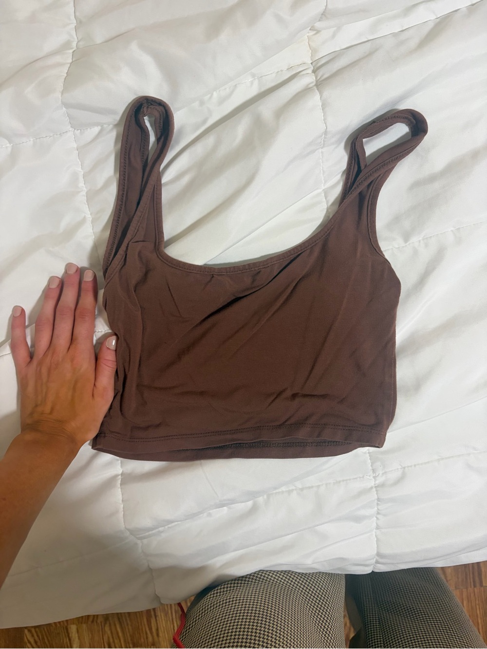 SHEIN Chocolate Brown Ribbed Crop Tank